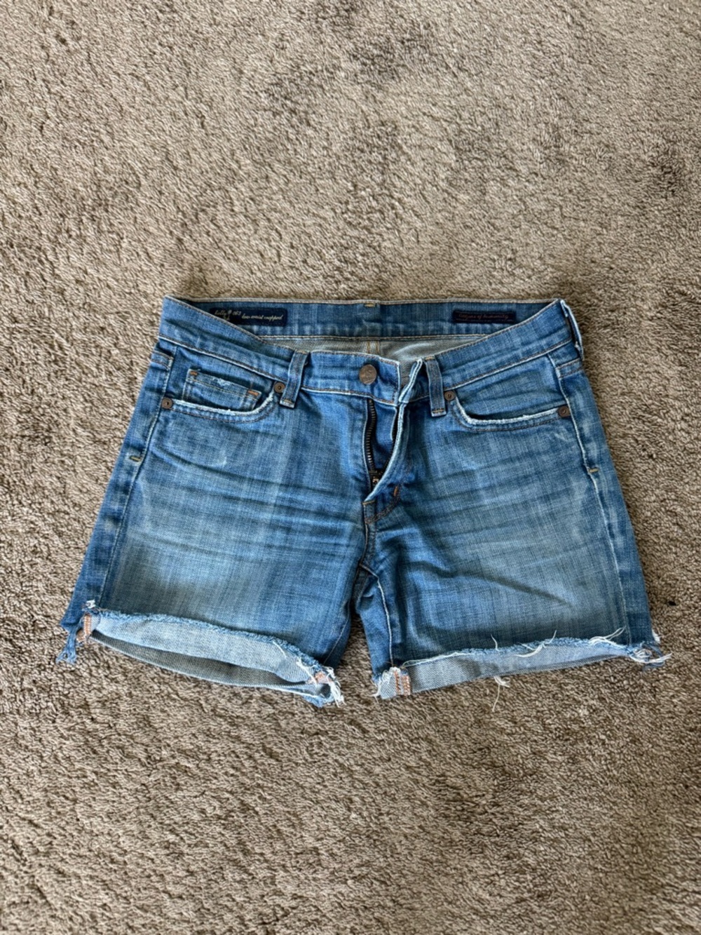 7 For All Mankind Women's Blue Distressed Denim Cutoff Shorts